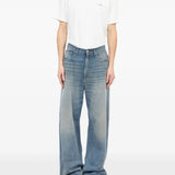 Blue pants, full body view