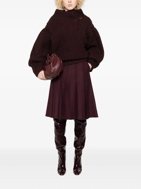 Red sweater, full body view