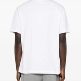 White T-shirt worn by a person, showing the shirt's fit