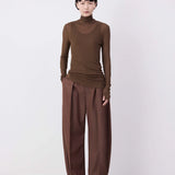 Brown top, full body view