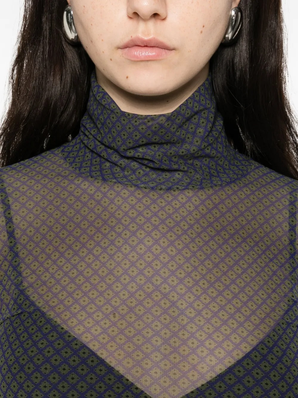 Close up of black top, showing texture of the polyamide fabric