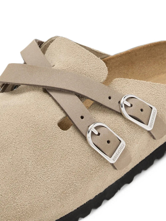 Tan sandals, front view
