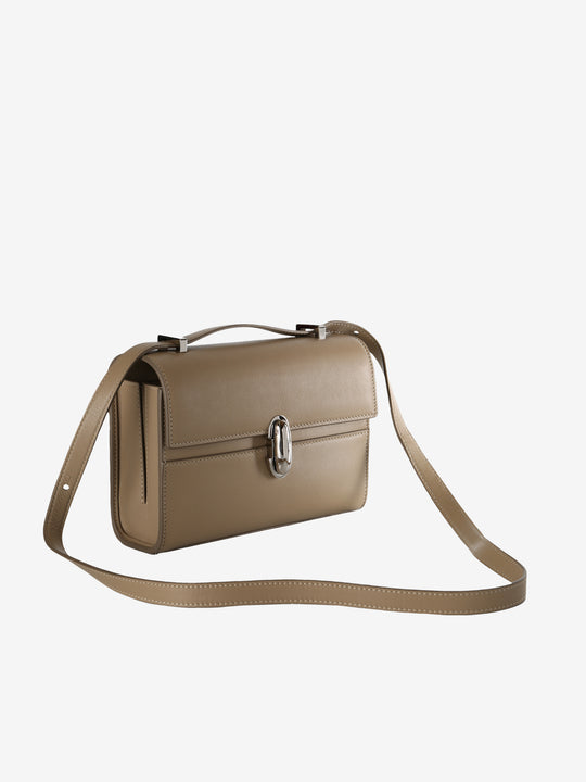 Tan bag, side view