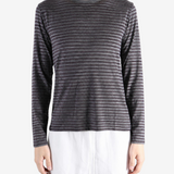 AURALEE - Women Soft Smooth Wool Stripe Jersey Long Sleeve Tee