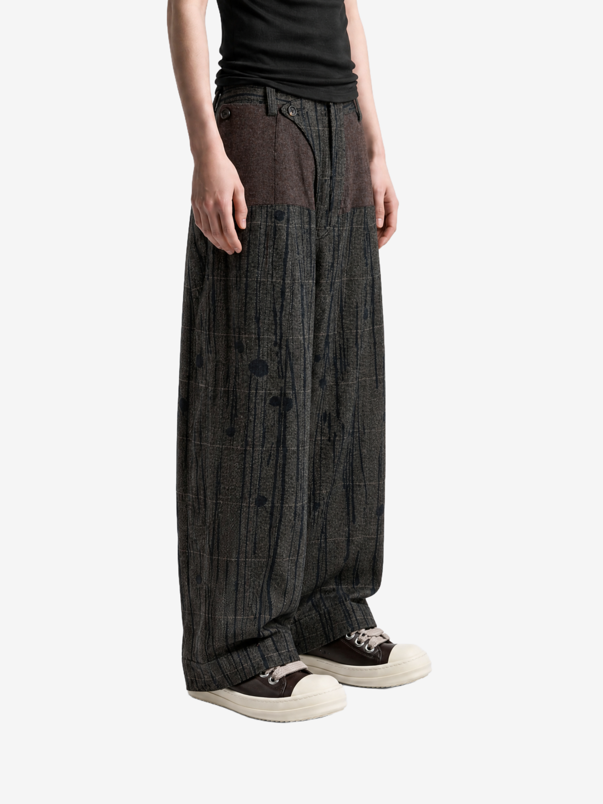 Brown pants, full body view