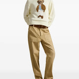 Tan pullove, full body view