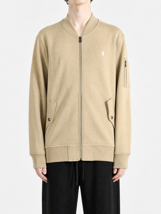 Tan jacket, full body view