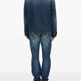 Blue jacket, full body view