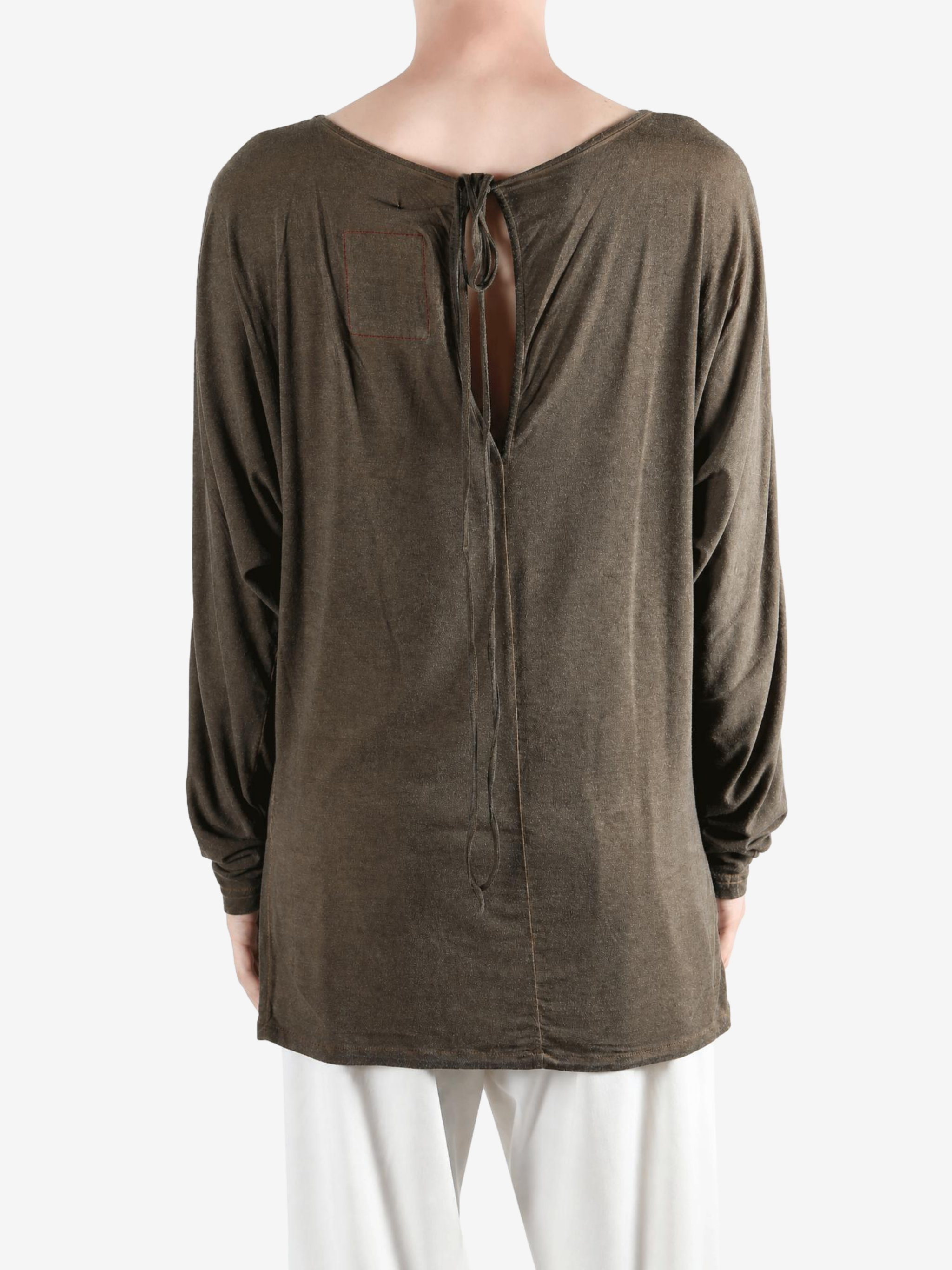 Brown top, full body view