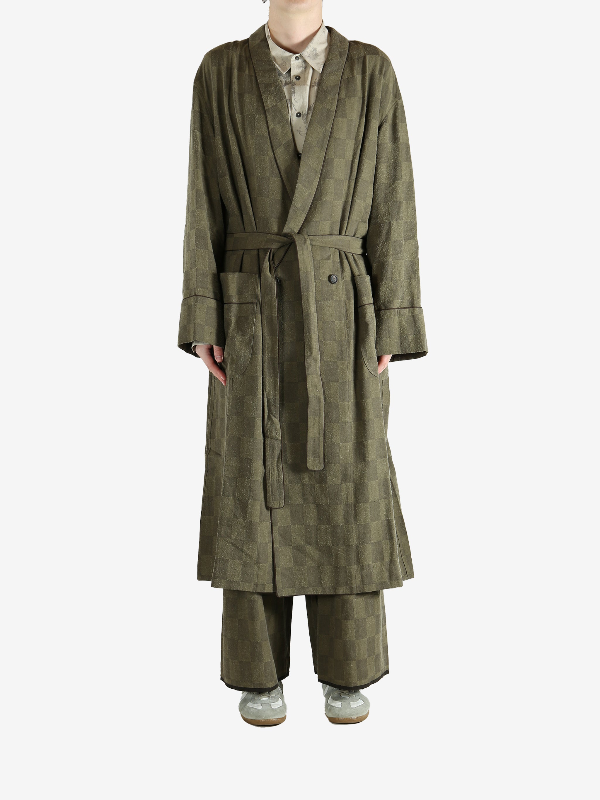 Green jackets-coats, full body view