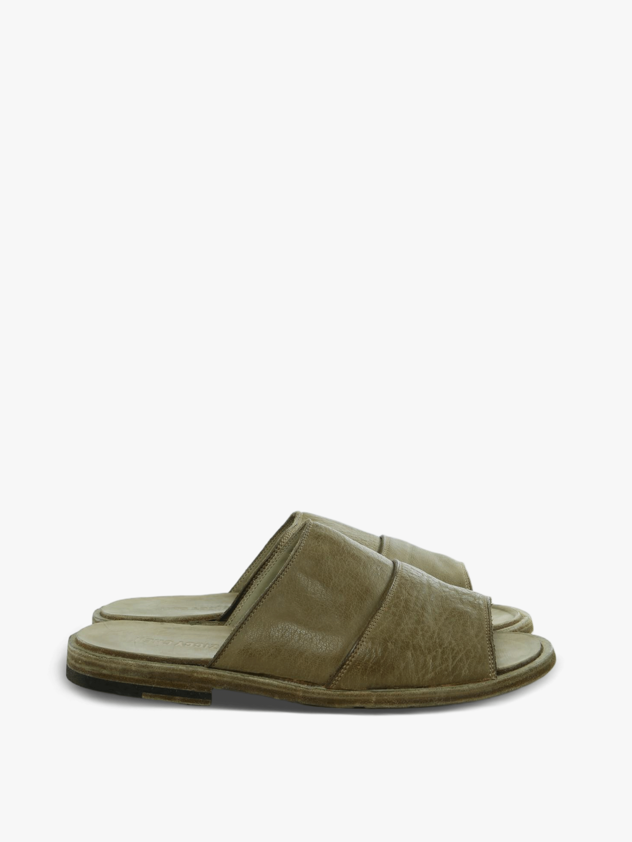 Green sandals, side view