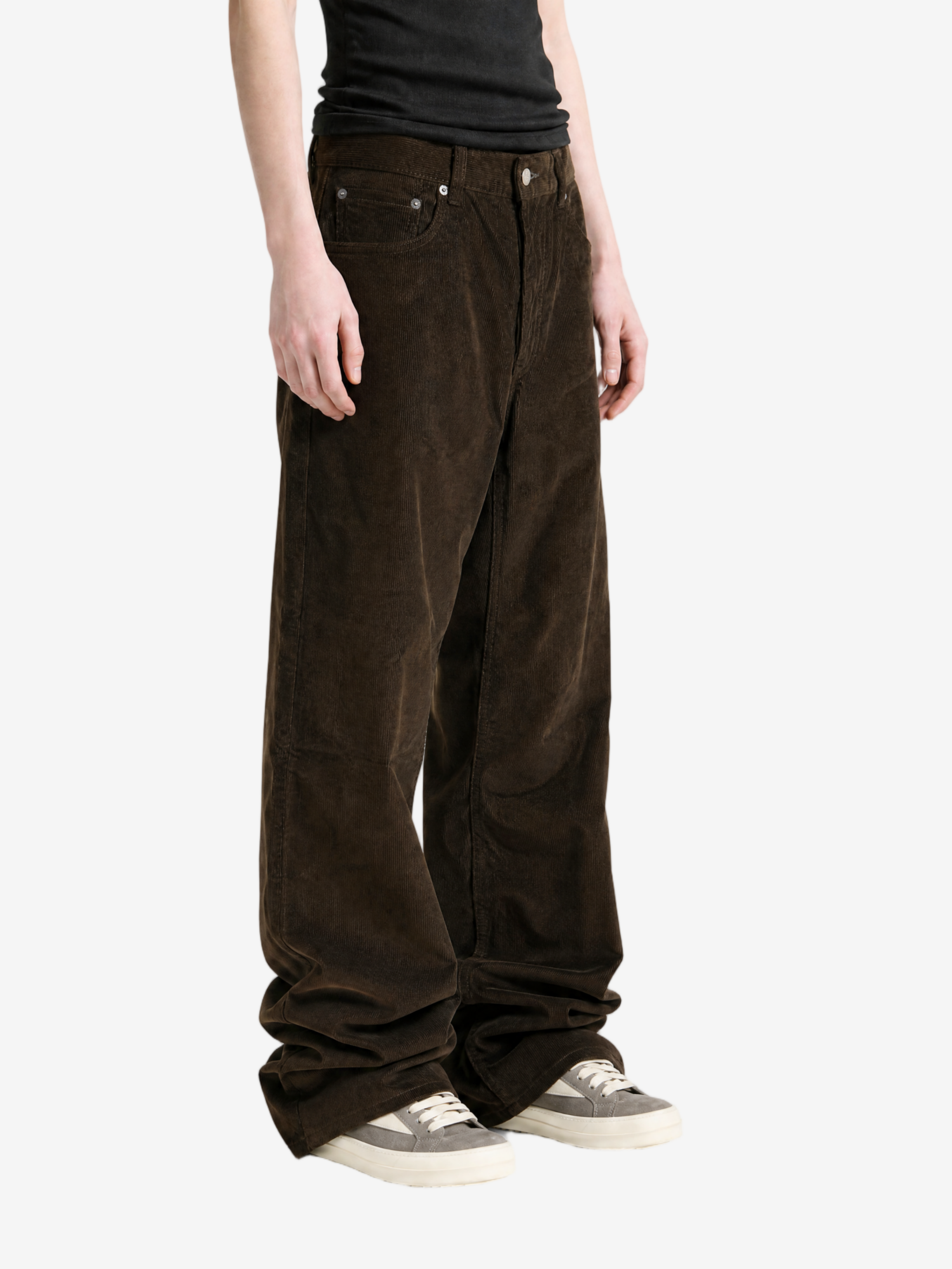 Brown jeans, full body view