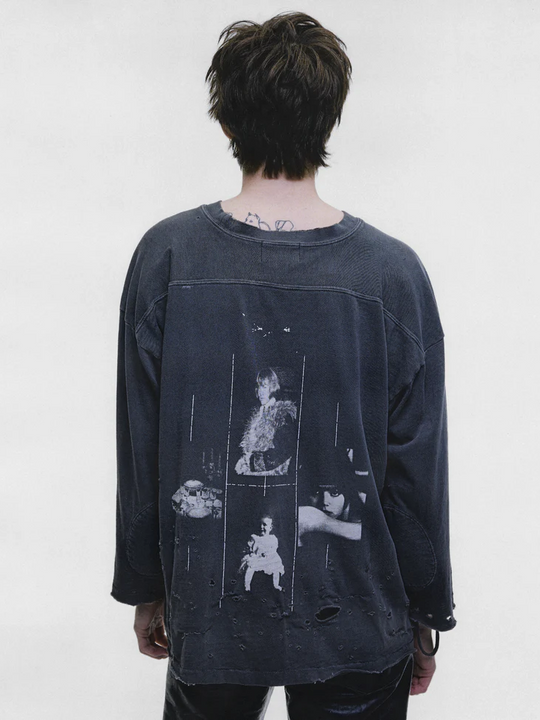 Grey shirt, full body view