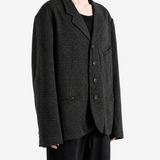 Grey blazer, full body view