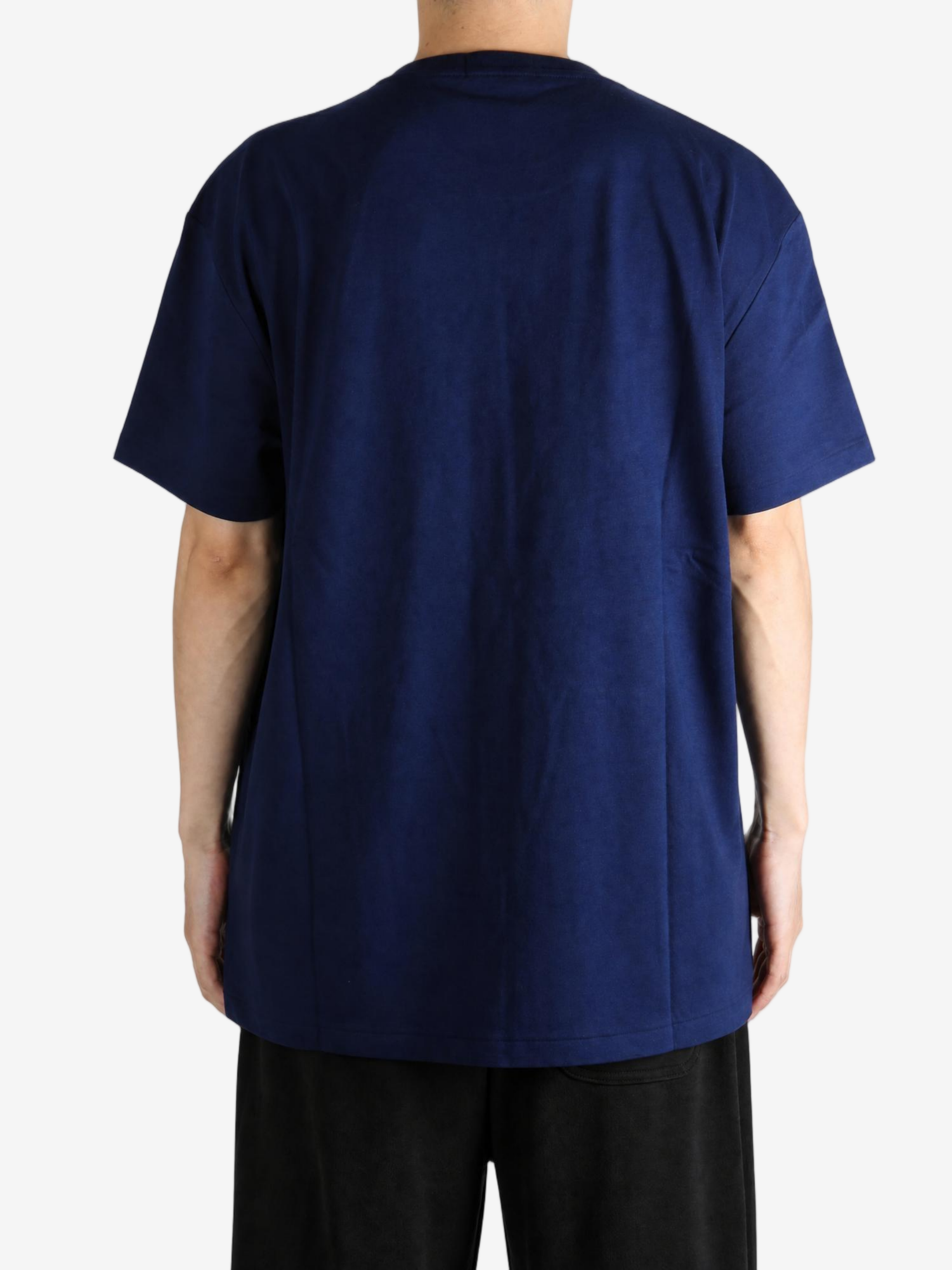 Navy t-shirt, full body view