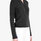 Grey knitwear worn by a person, showing the knitwear fit