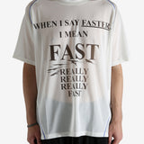 White shirt worn by a person, showing the shirt's fit