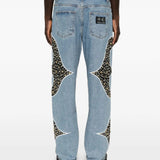 THUG CLUB - Men Iron Steel Focus Leather Denim Pants