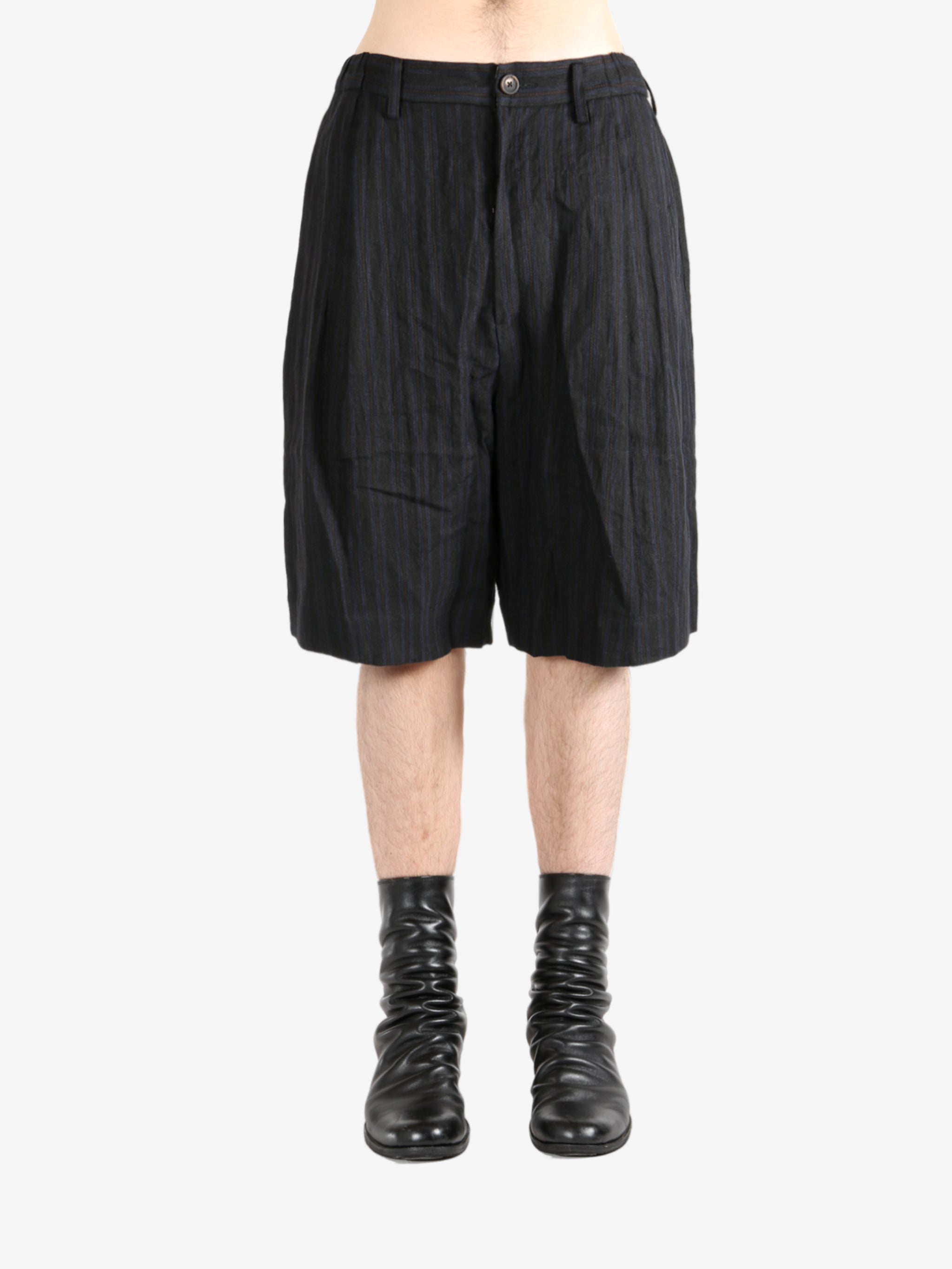 Black shorts worn by a person, showing the shorts's fit