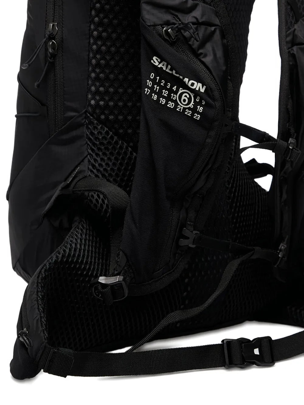 Close up of black bags, showing texture of the nylon fabric