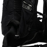 Close up of black bags, showing texture of the nylon fabric