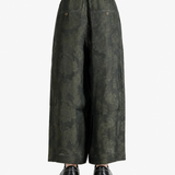 Green pants, full body view