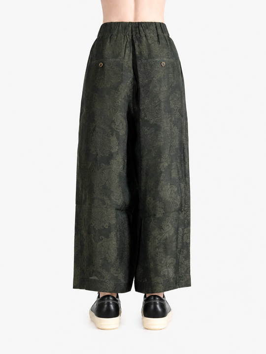 Green pants, full body view