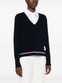 THOM BROWNE - Women Long Sleeve V Neck Top