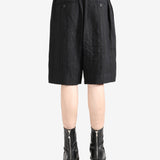 Black shorts worn by a person, showing the shorts's fit