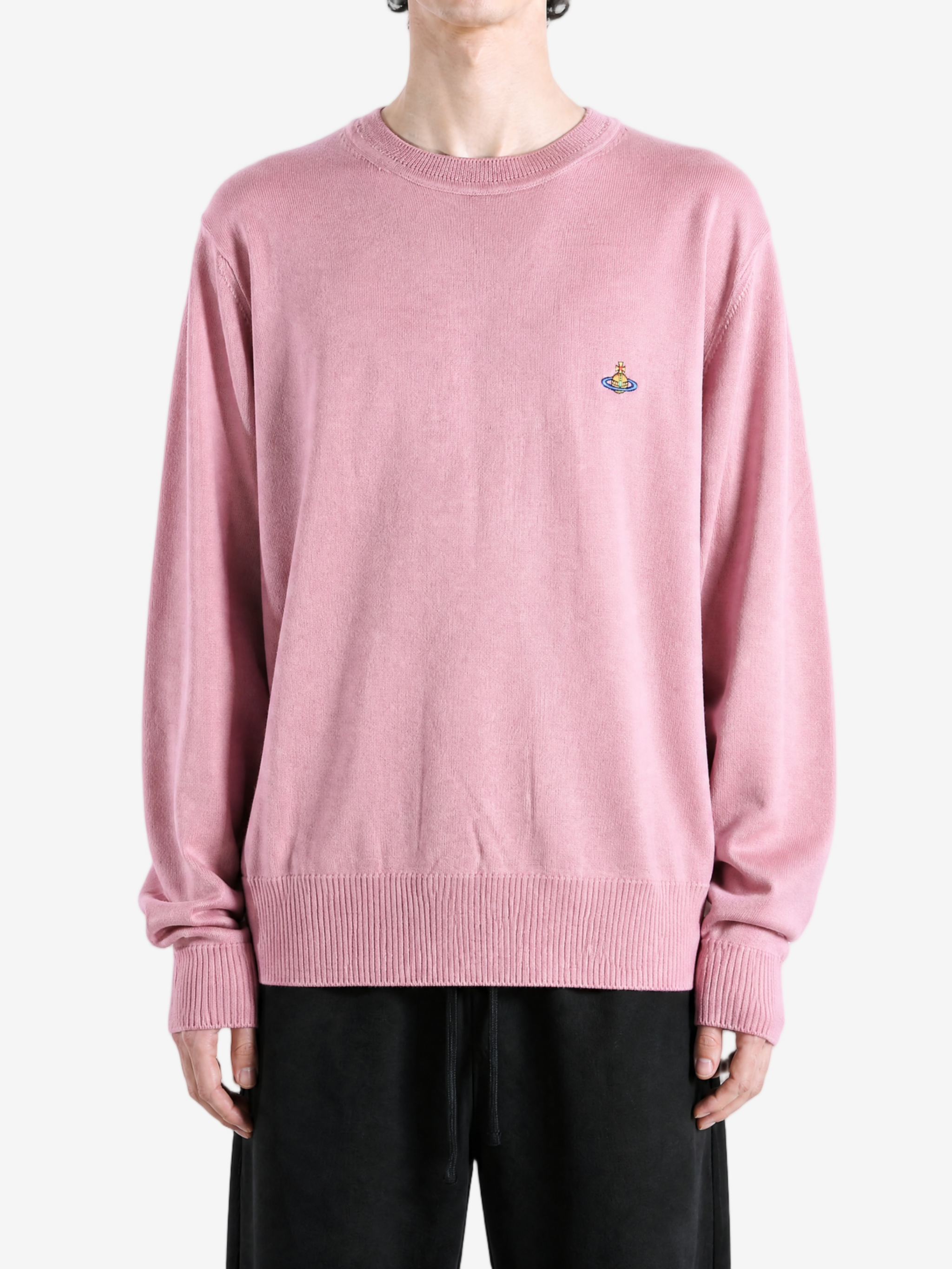 Pink hoodie, full body view