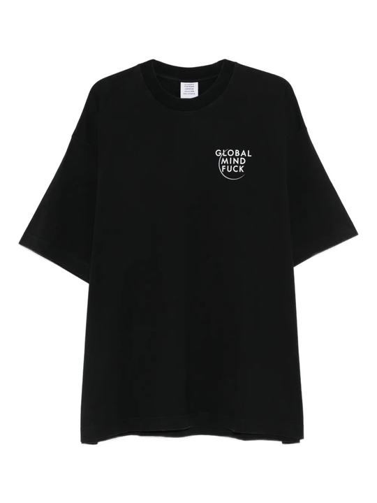 black t-shirt, front view