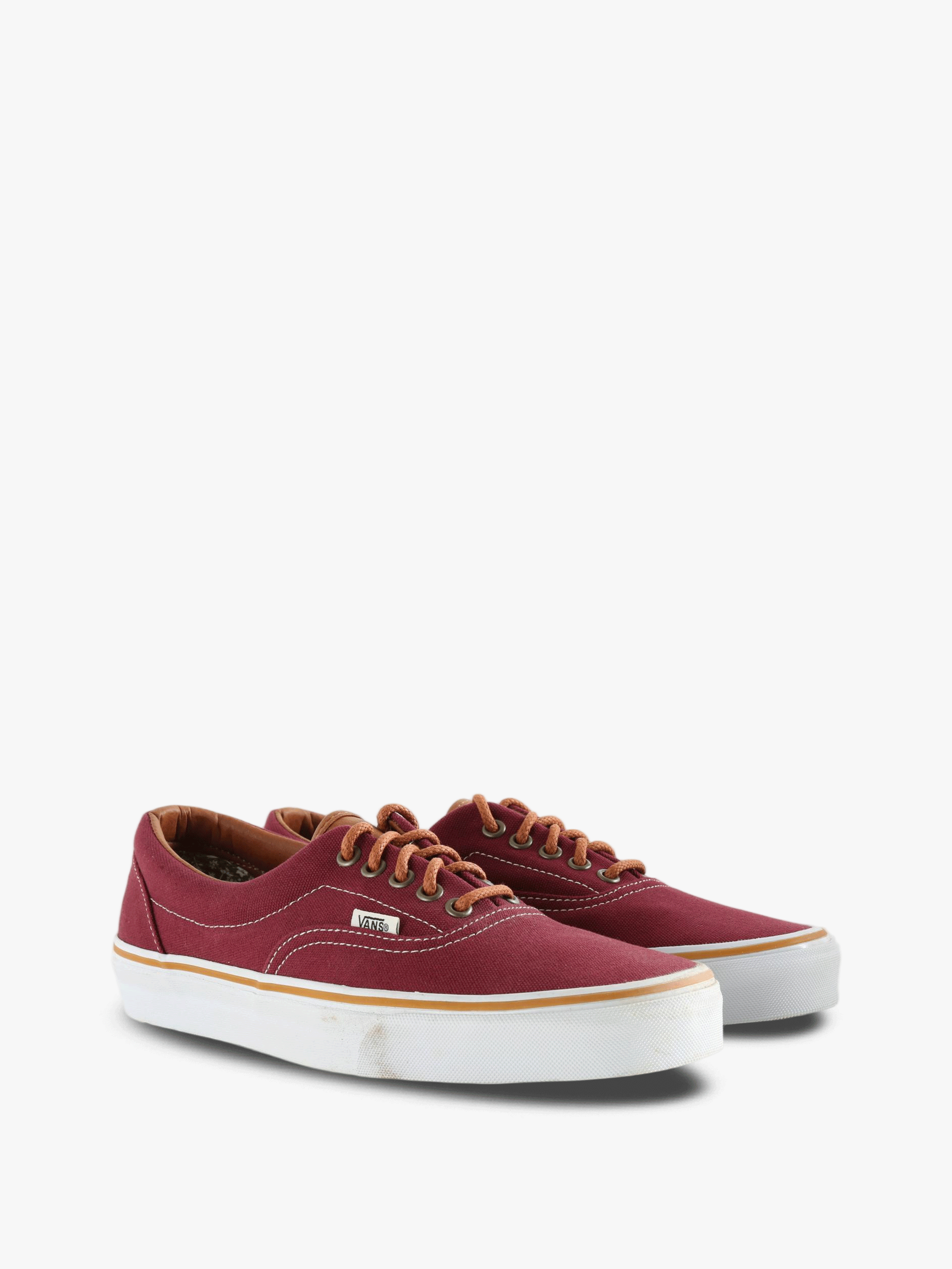Burgundy shoes, front view