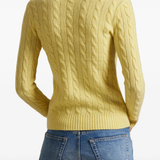 Yellow pullover worn by a person, showing the pullover fit