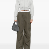 green pants, full body view