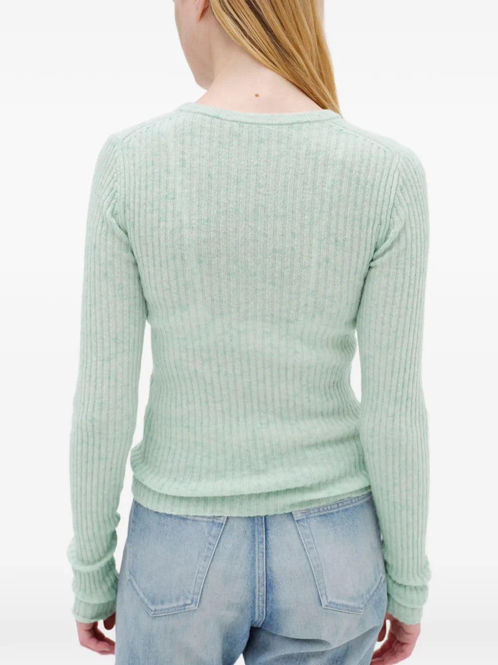 Green knitwear, full body view
