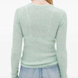 Green knitwear, full body view