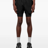 Black shorts, full body view