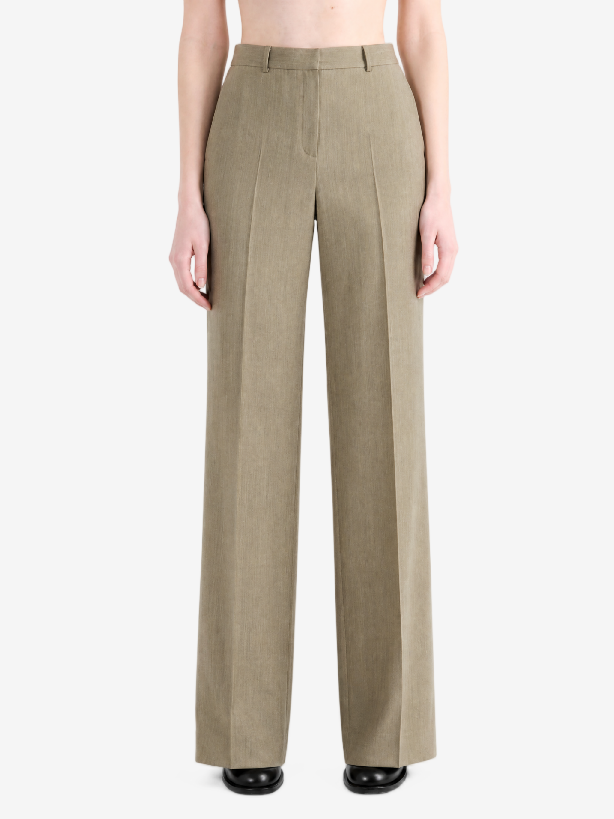 Tan pants, full body view