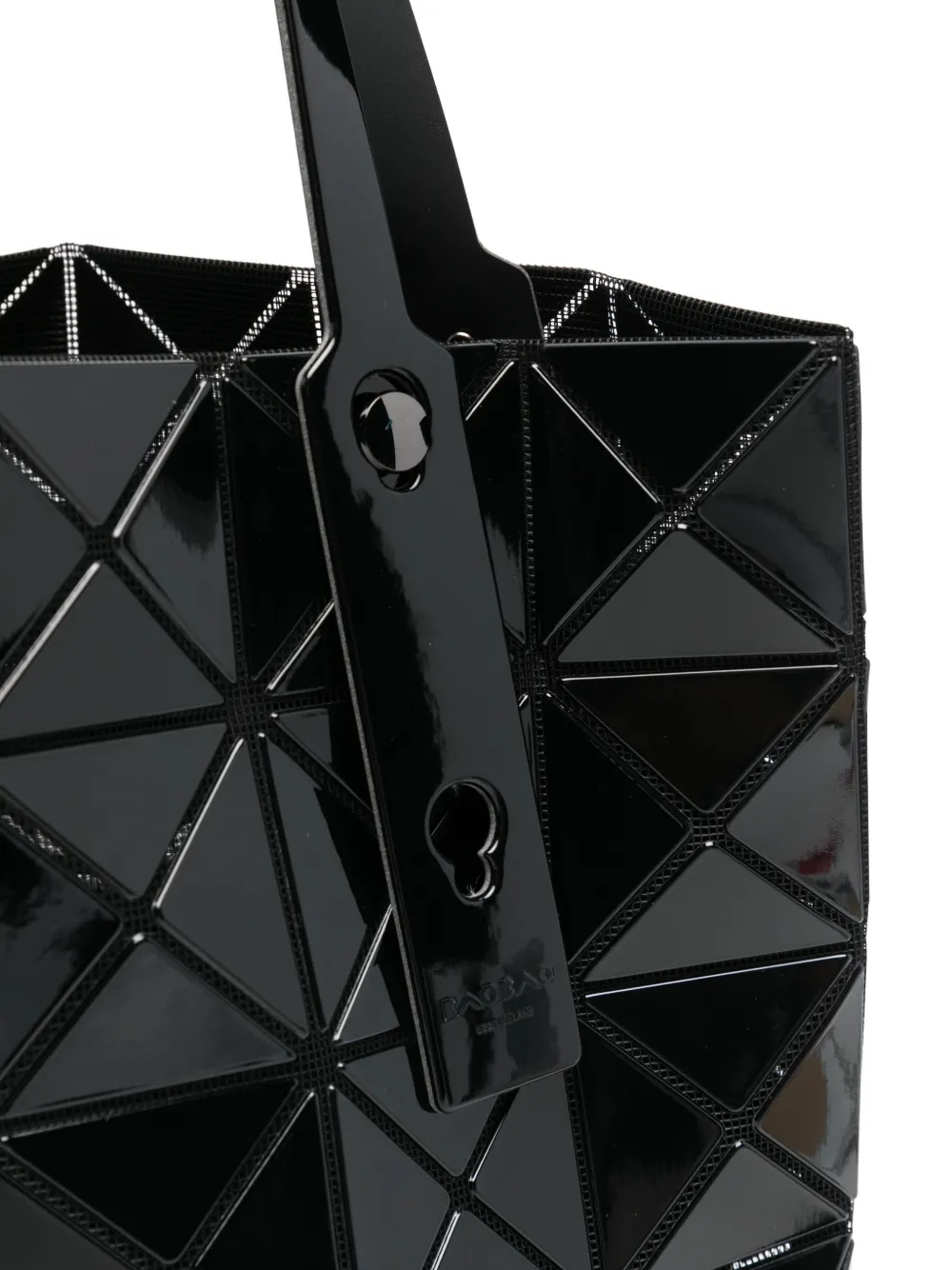Close up of black bag, showing texture of the PVC fabric