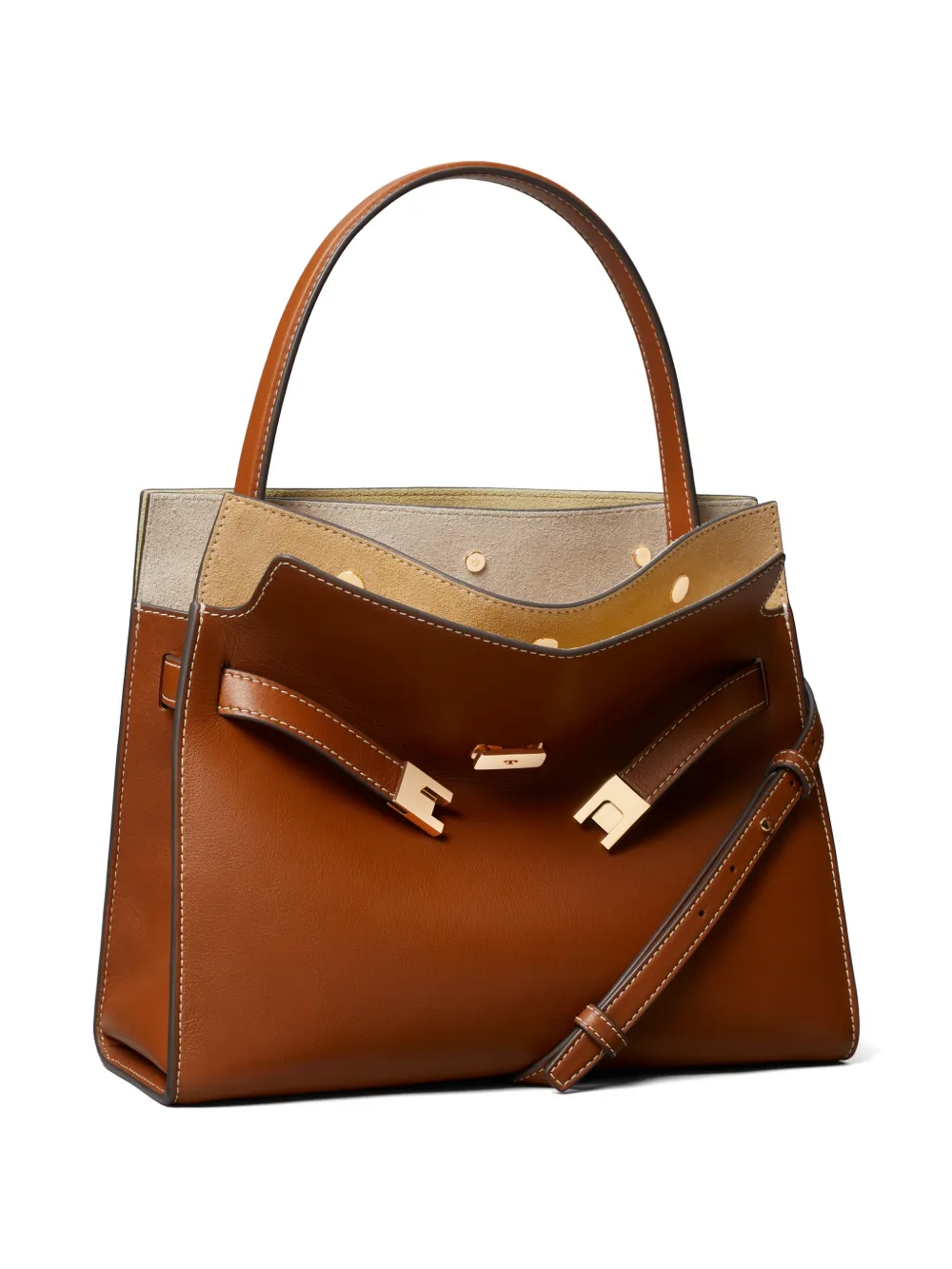 Brown leather handbag,side view