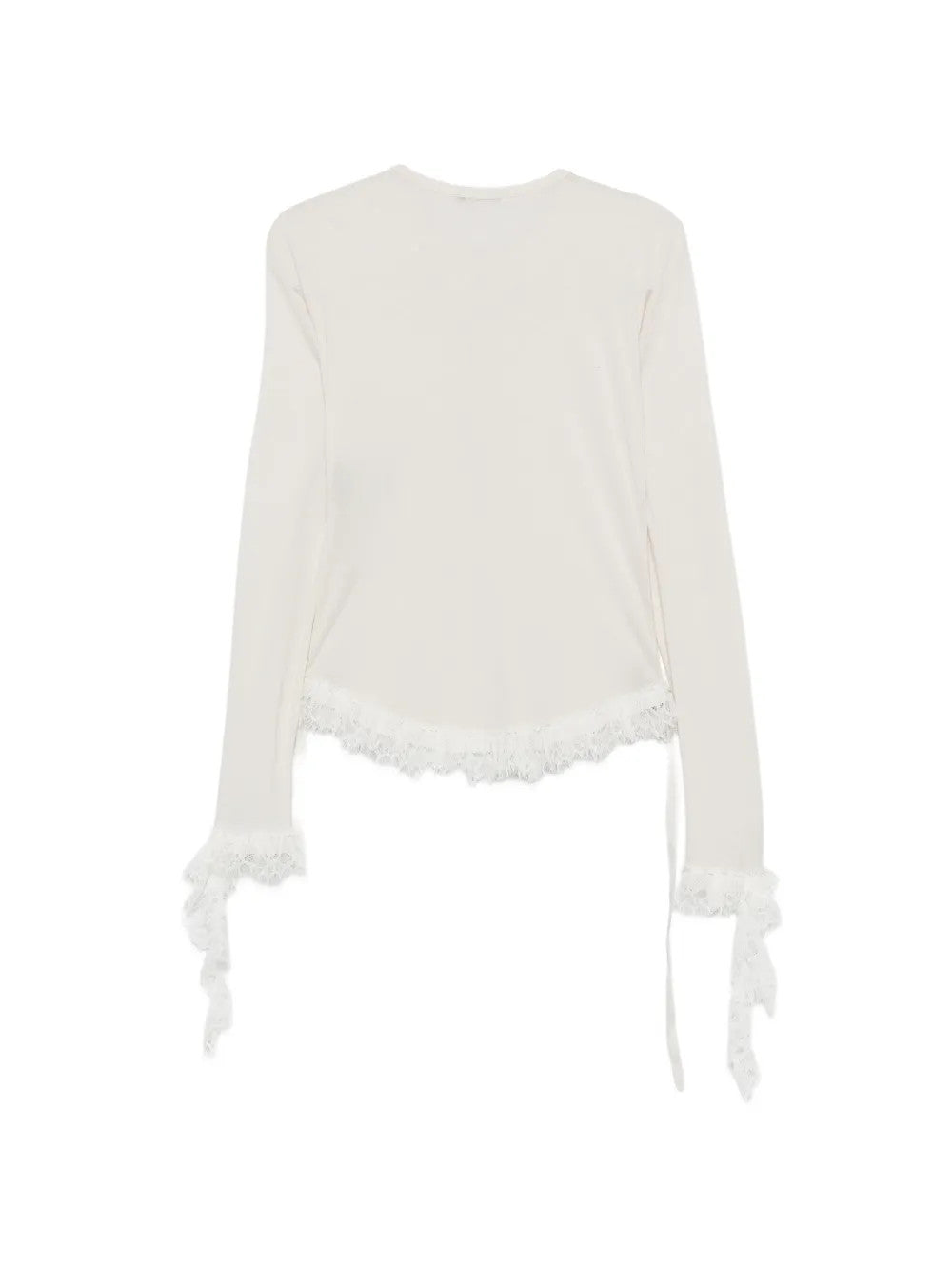 White top, back view