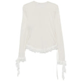 White top, back view