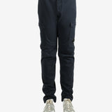 Blue pants worn by a person, showing the pants fit