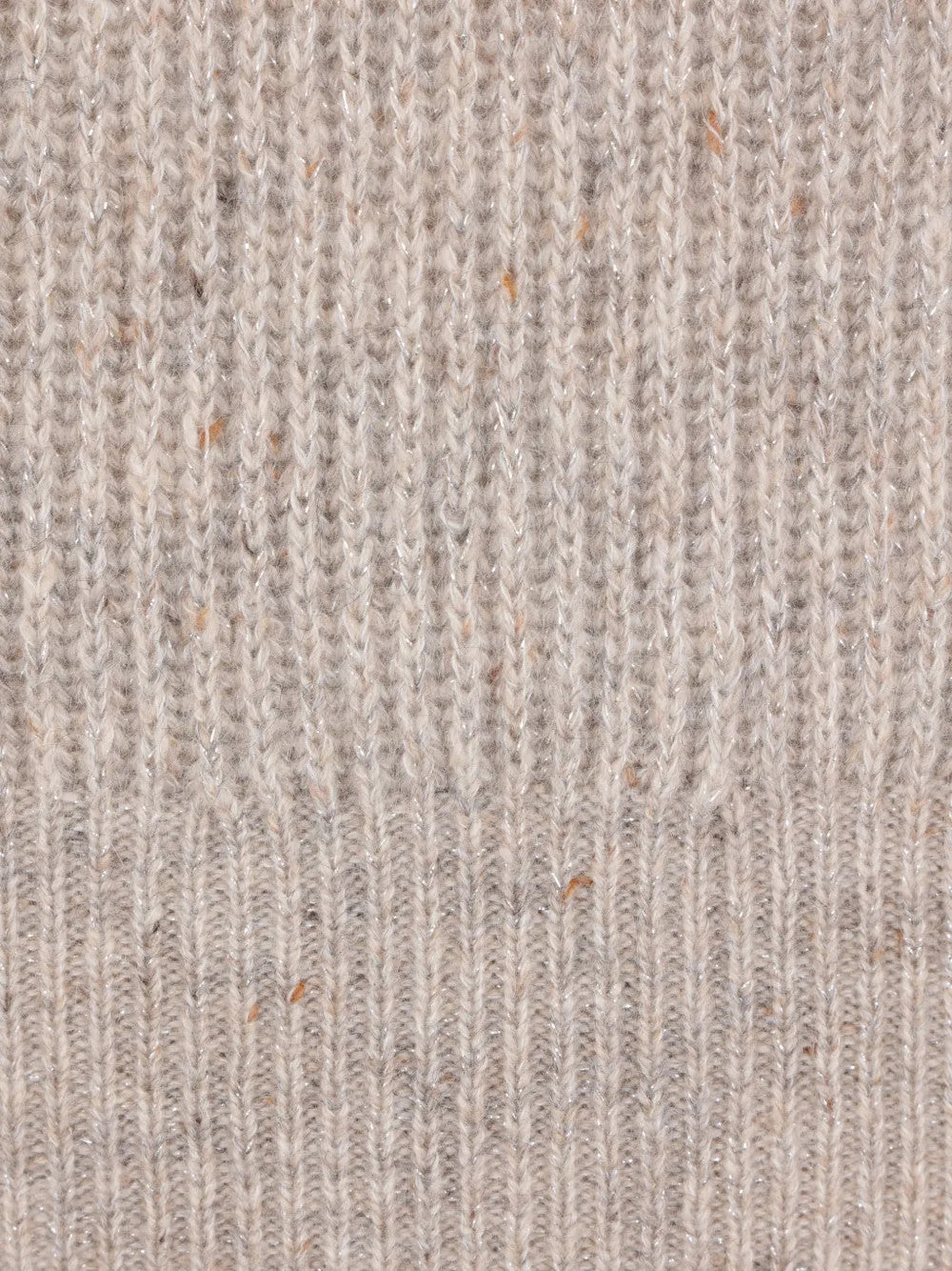 Close up of Tan hoodie, showing texture of the 48% cashmere/ 17% mohair/ 17% wool/ 15% polyamide/ 3% metallised fabric