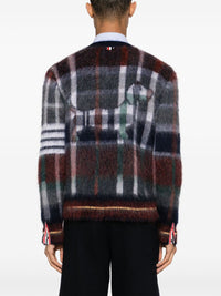 THOM BROWNE - Men Gingham Hector Tartan Check Jacquard V Neck Cardigan