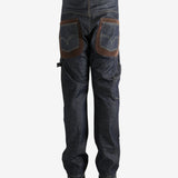 Blue jeans worn by a person, showing the jeans' fit