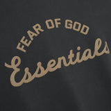 Cloes-up of grey sweatshirt worn by a person, showing texture of the cotton fabric