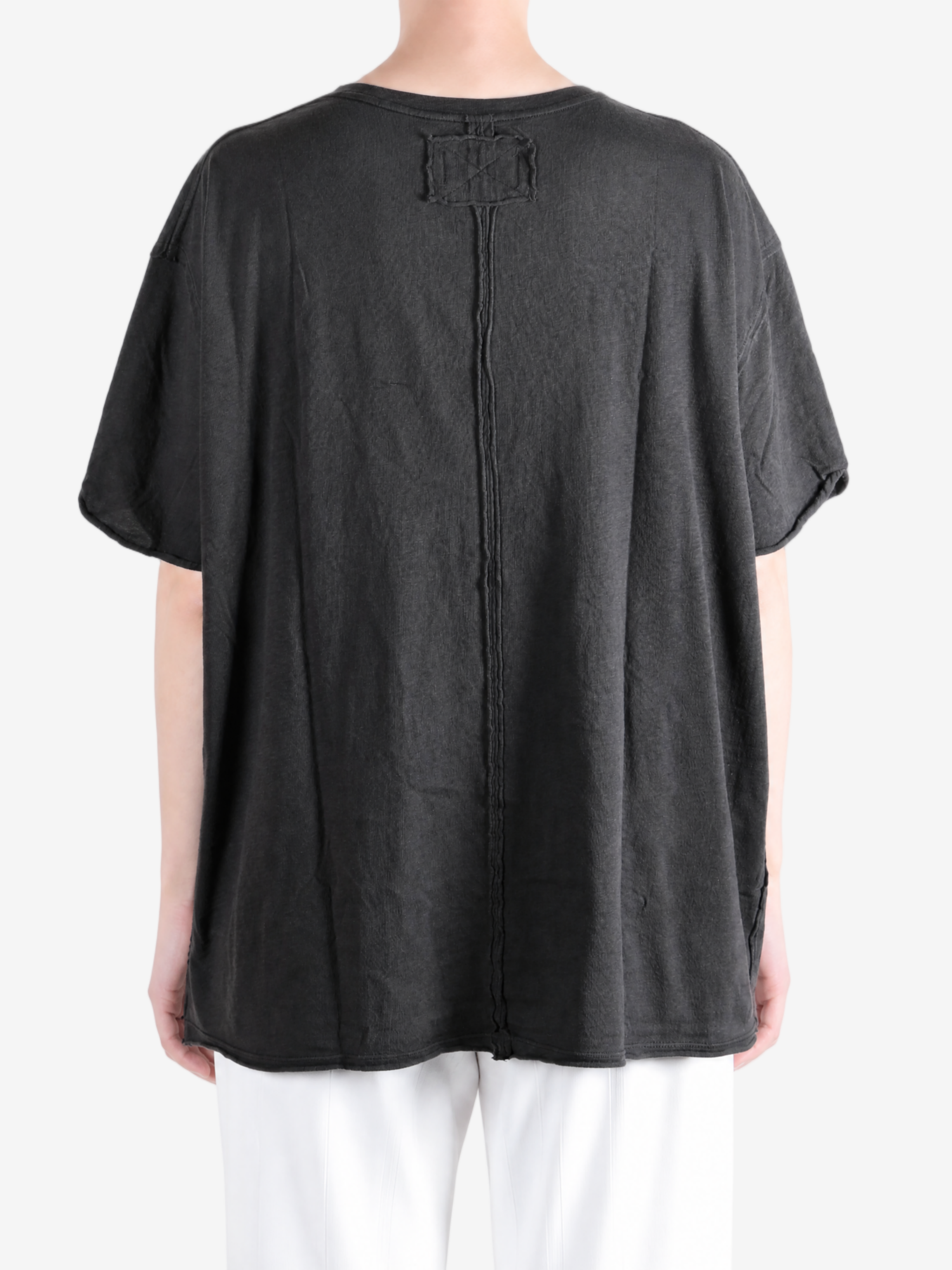 Black t-shirt, full body view