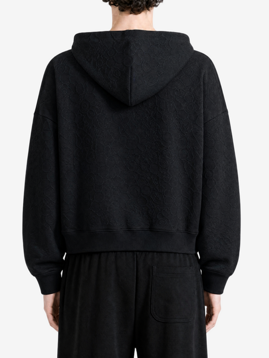 Black hoodie, full body view