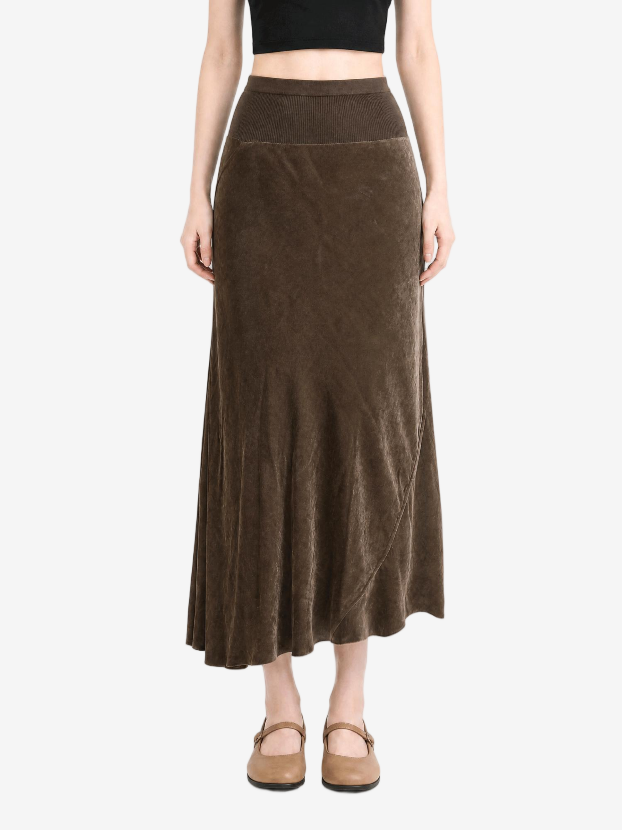 Brown skirt, full body view